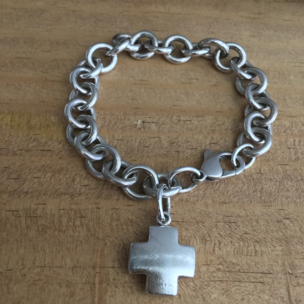Tiffany & Co. 925 Cross Tag Charm Bracelet